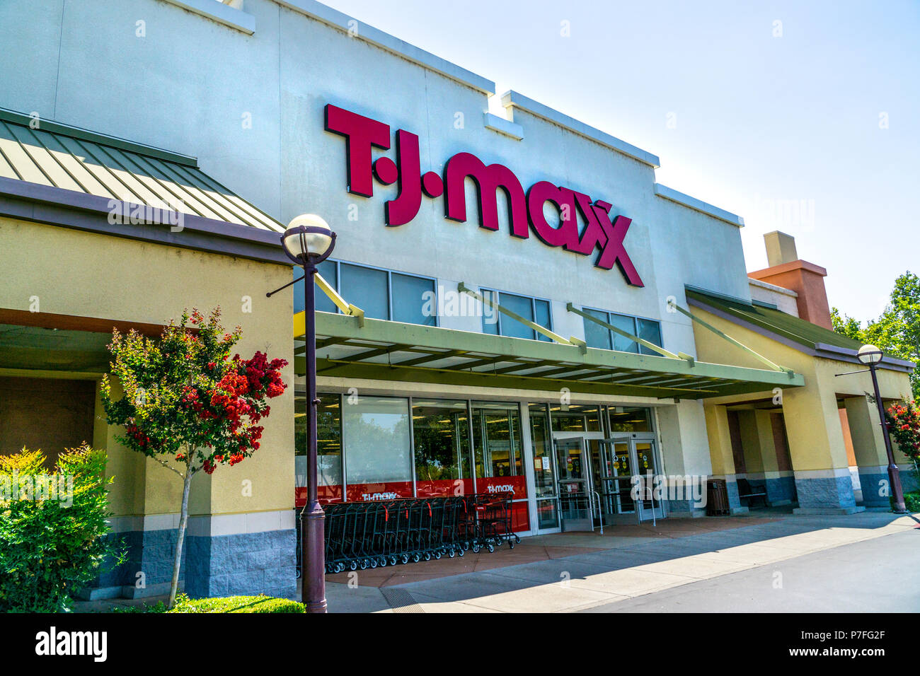 A logo sign outside of a TJ Maxx retail store in Columbia, Maryland on  April 13, 2018 Stock Photo - Alamy