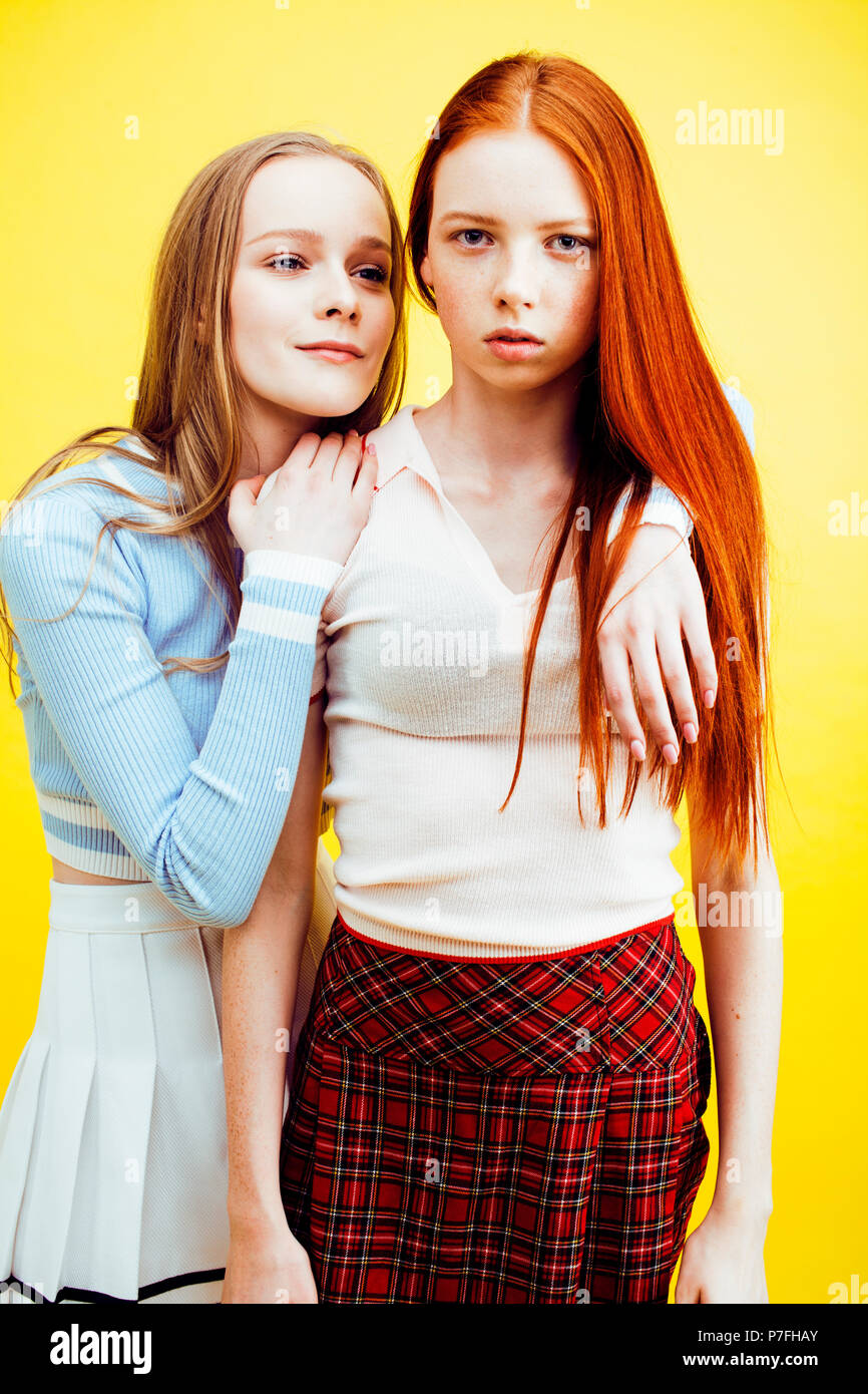 lifestyle people concept: two pretty young school teenage girls Stock ...