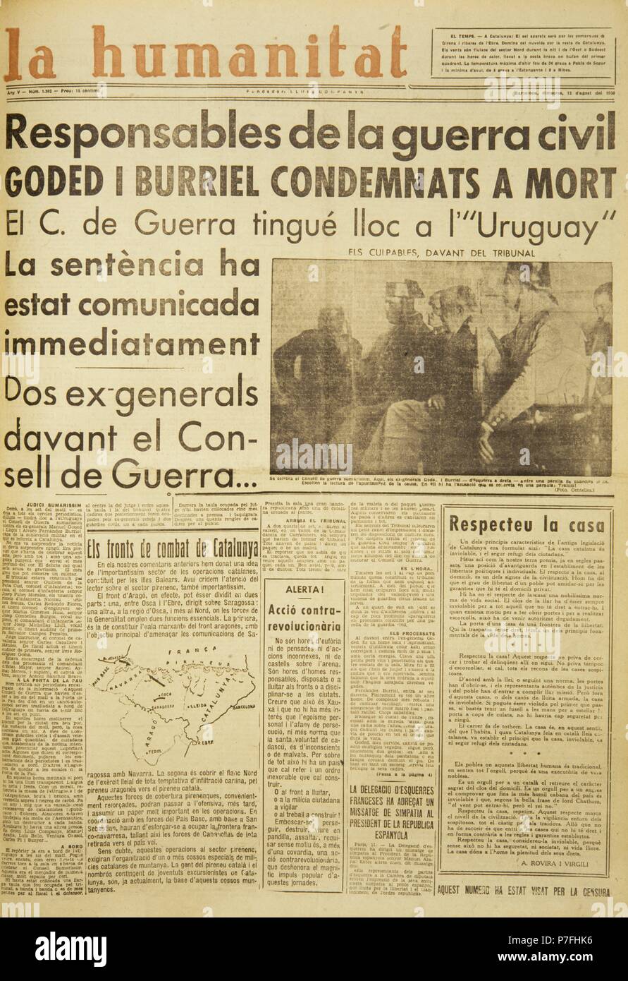La Humanidad. Fusilamiento del general Goded. Museum: Institut Municipal d'Història Barcelona. Stock Photo