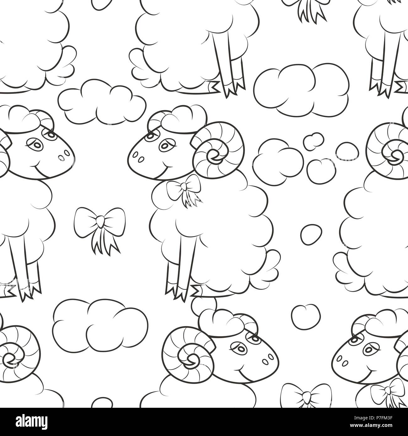 Happy sheep flying in the clouds Stock Vector