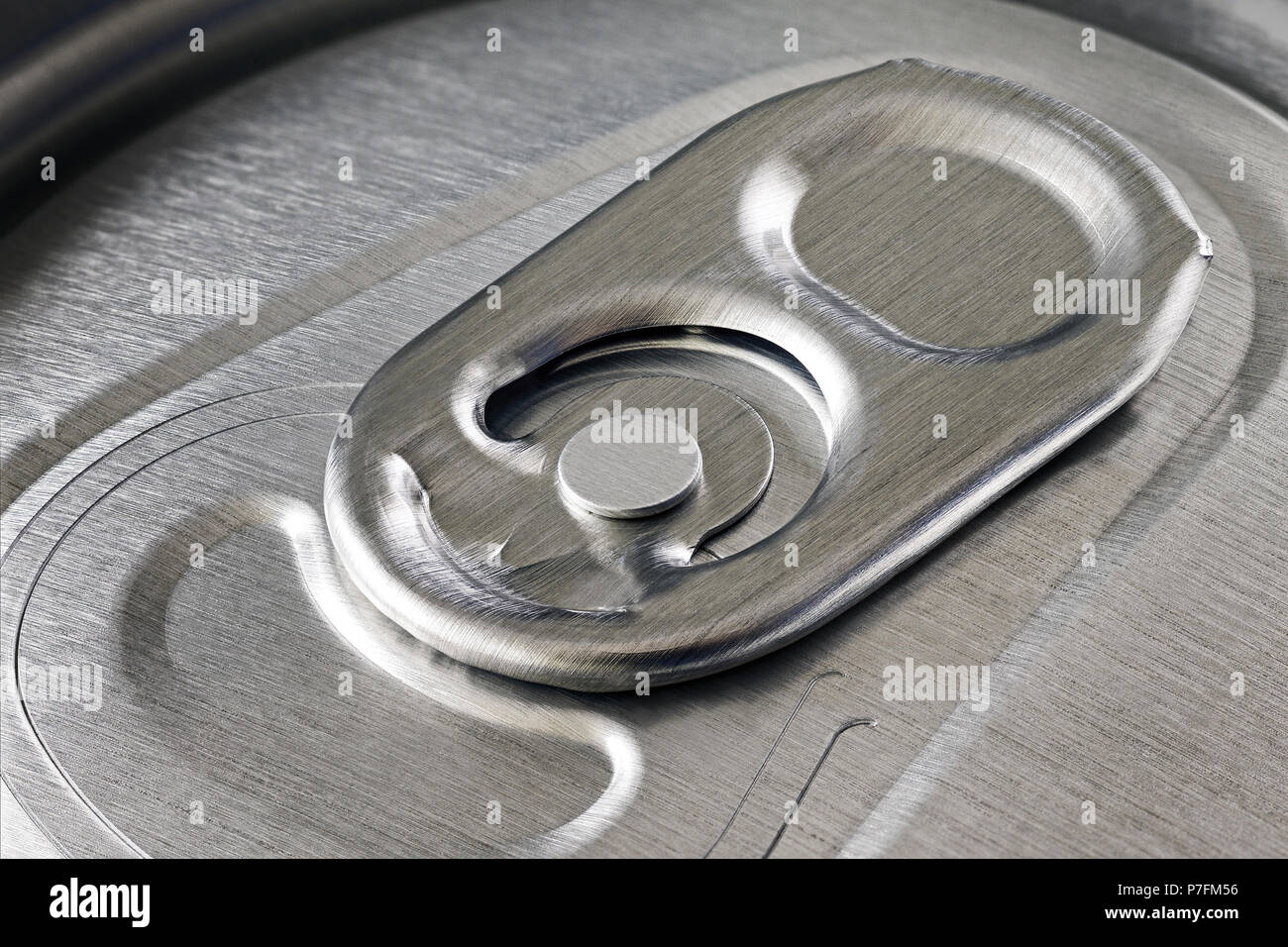 Ring Pull on a Drinks Can, Close Up Stock Photo