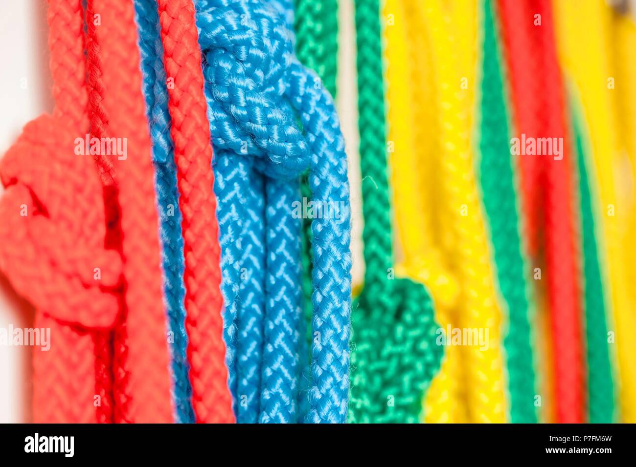 colored strings, Mallorca, Balearic Islands, Spain. Stock Photo