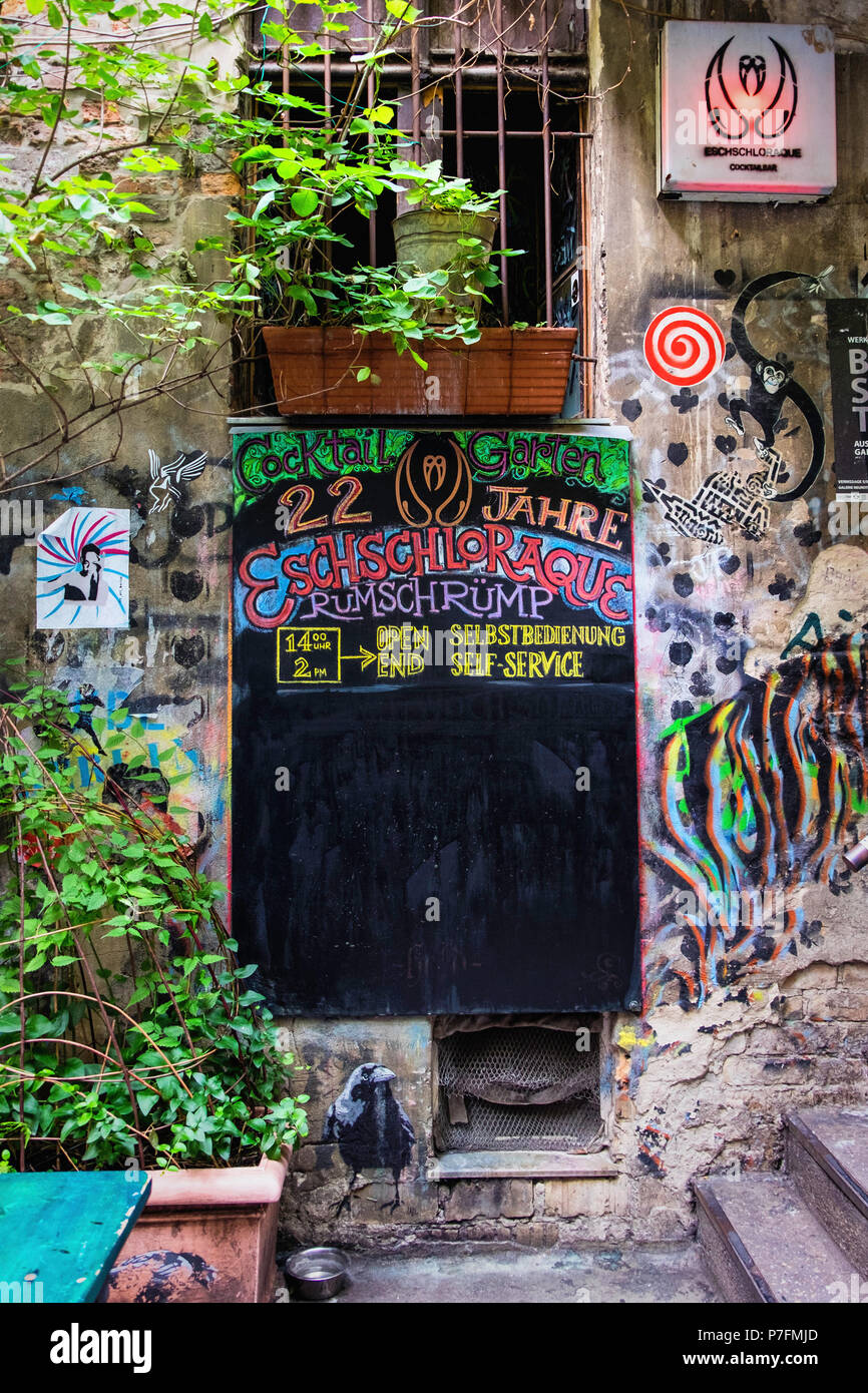 Berlin, Mitte, The Eschloraque bar, Rümschrümp in Historic Listed building in Haus Schwarzenberg Inner courtyard. Stock Photo