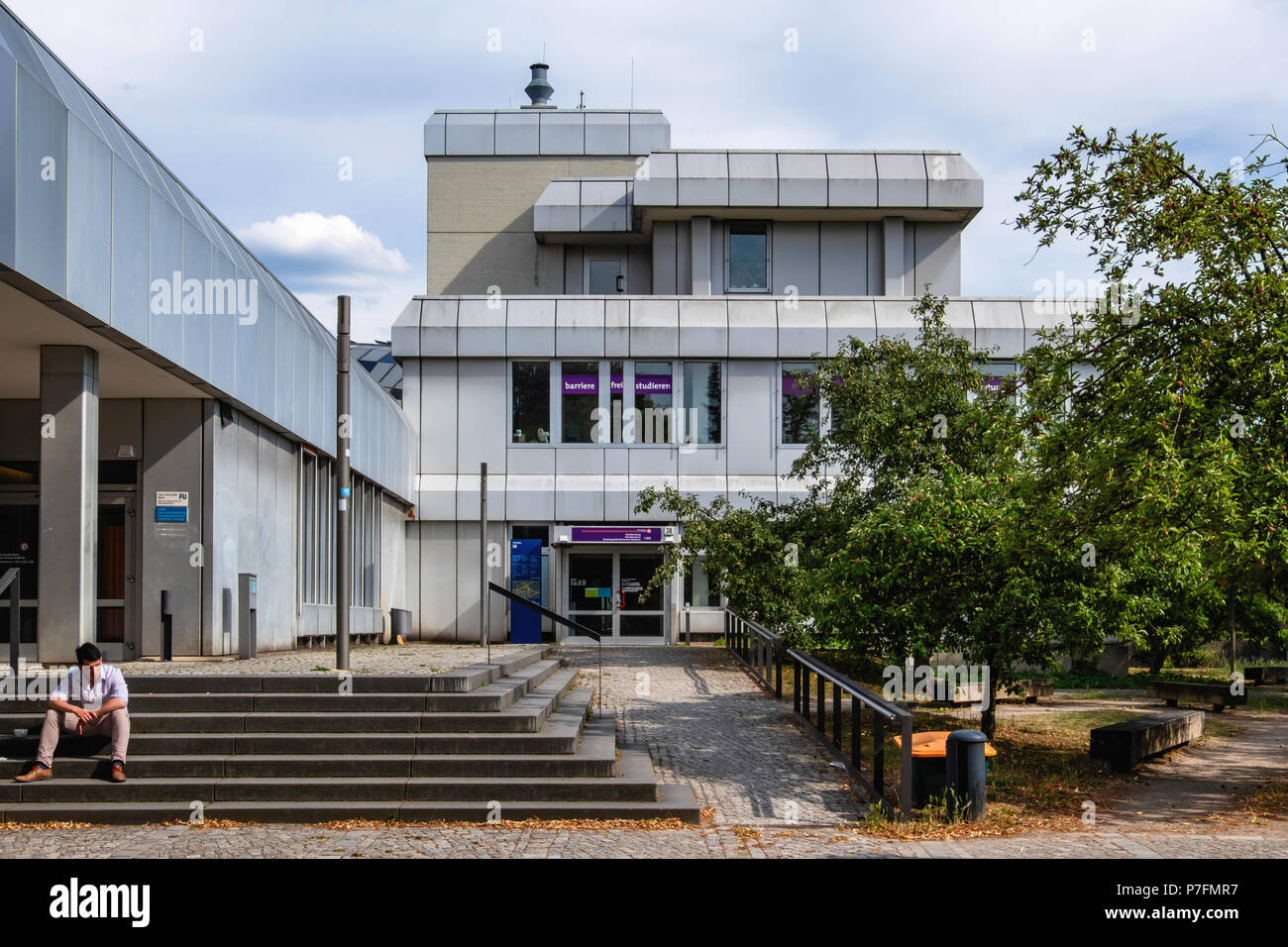 Berlin, FU Freie Universität,Free University campus buildings - Modern complex Rust and silver exterior Stock Photo