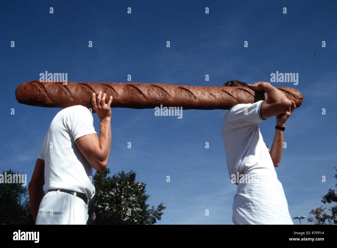 Men carry giant baguette, Berlin, Germany Stock Photo Alamy
