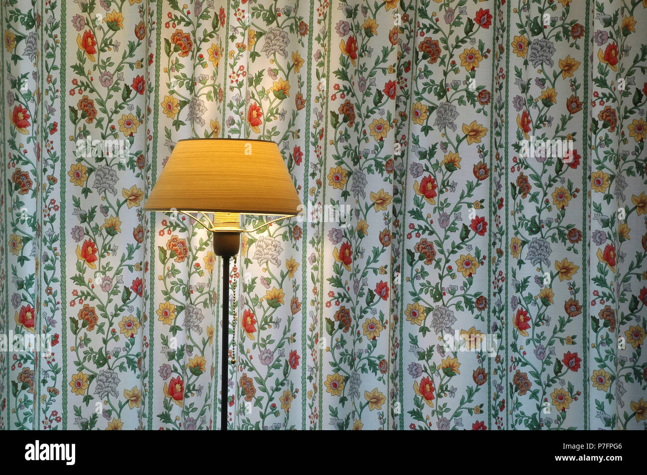 Floor lamp in front of curtain with flower pattern, Berlin, Germany Stock  Photo - Alamy