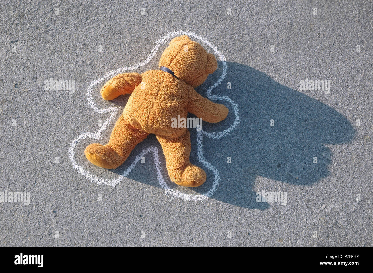 Crime scene, murdered teddy bear, Germany Stock Photo