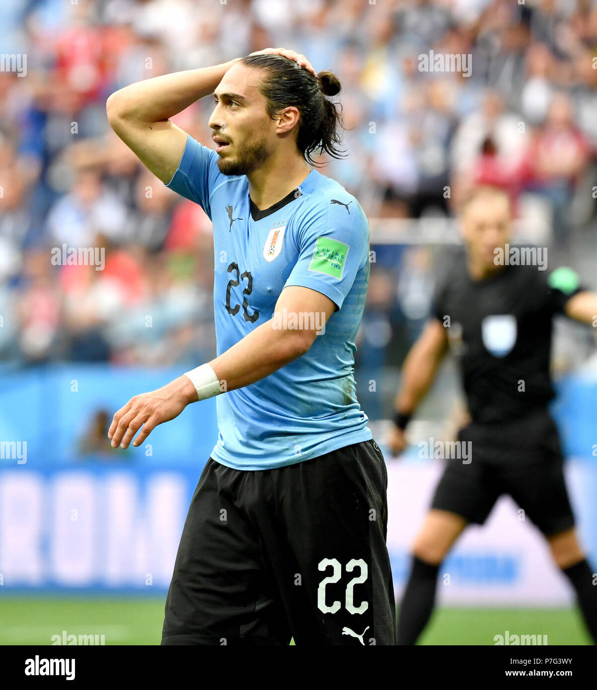 Nizhny Novgorod, Russia. 6th July, 2018. Martin Caceres of Uruguay is seen during the 2018 FIFA World Cup quarter-final match between Uruguay and France in Nizhny Novgorod, Russia, July 6, 2018. Credit: Liu Dawei/Xinhua/Alamy Live News Stock Photo