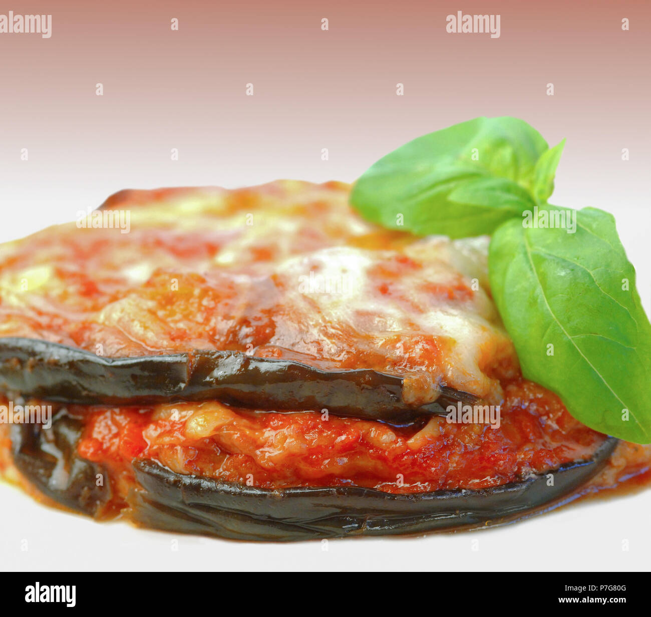 Eggplant parmigiana closeup Stock Photo Alamy