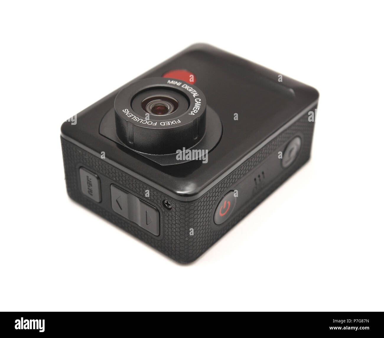 black action camera isolated on white background Stock Photo