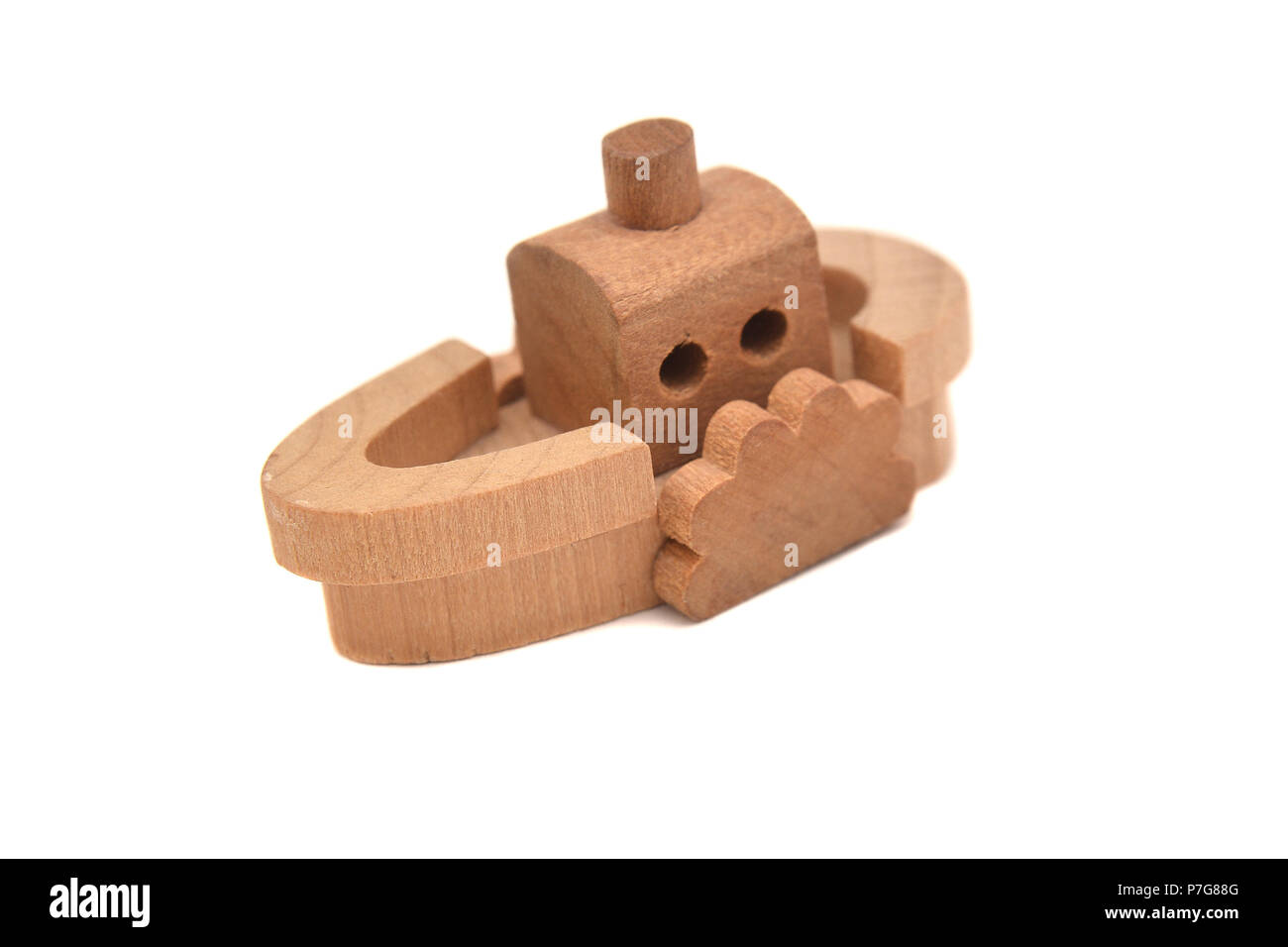 wooden toy ship isolated on white background Stock Photo - Alamy