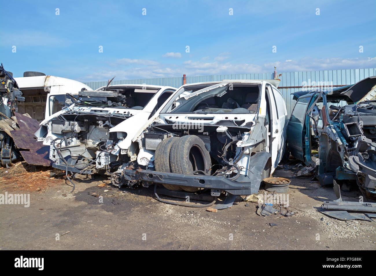 inside a car scrap yard Stock Photo Alamy