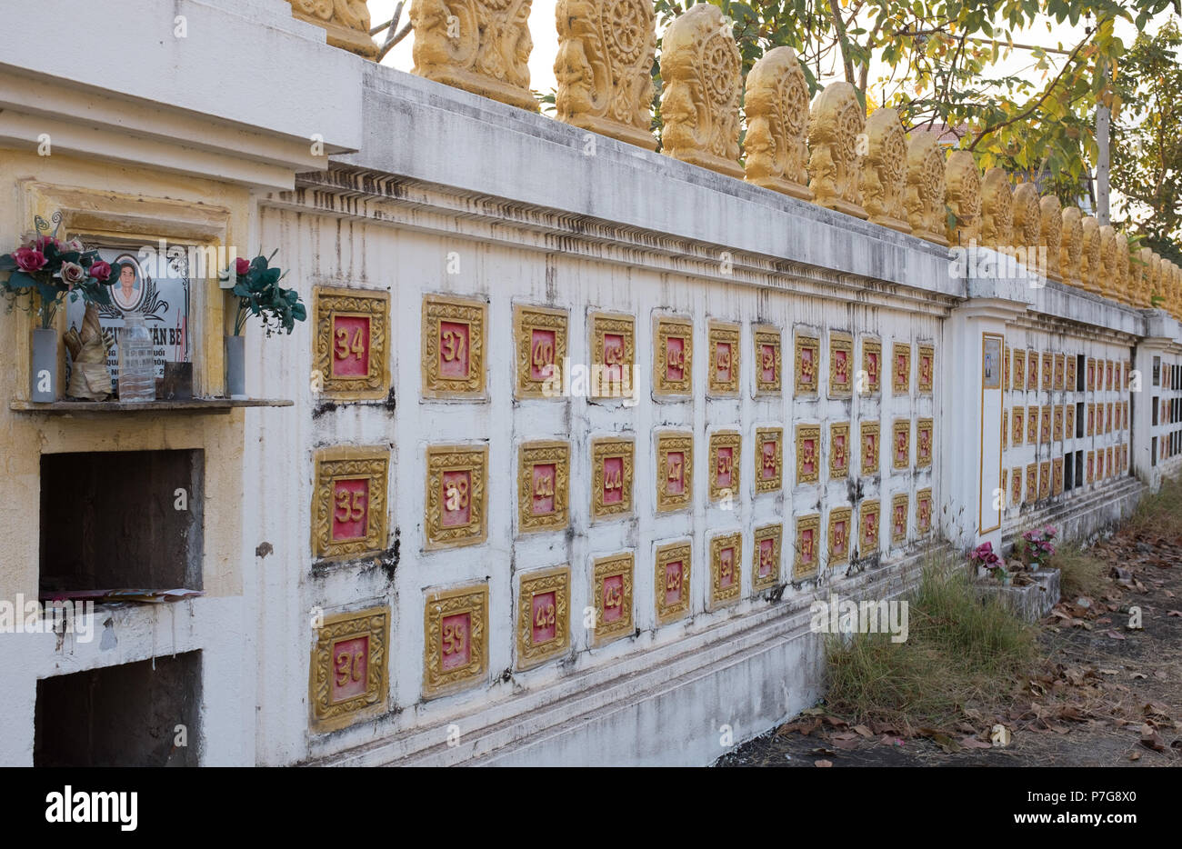 cemetery wall of the Wat That Foun , Vientiane, Laos, Asia. Stock Photo