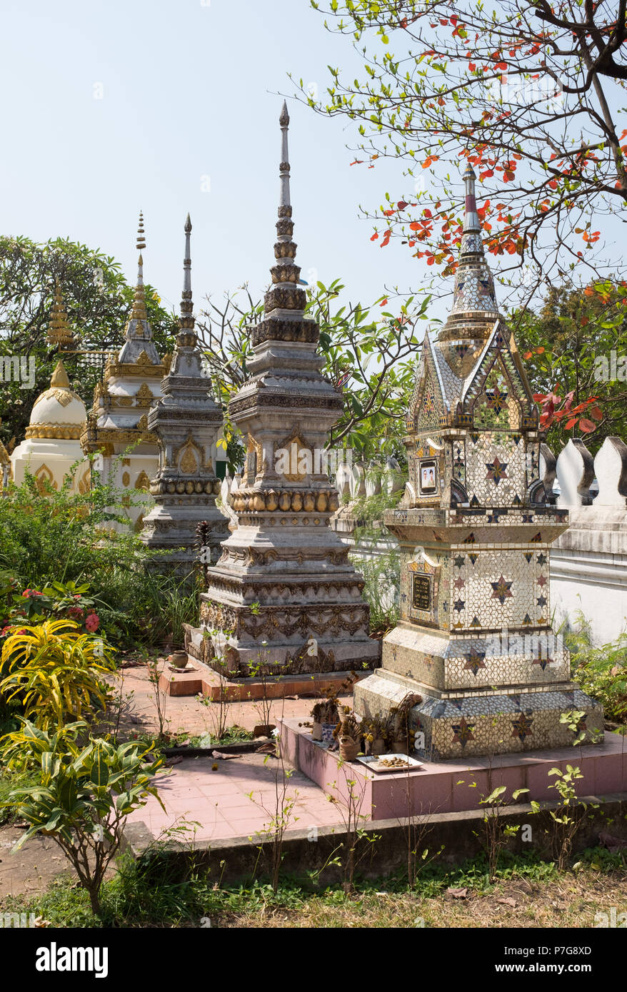 Cemetery in Wat Si Saket, Vientiane, Laos, Asia. Stock Photo