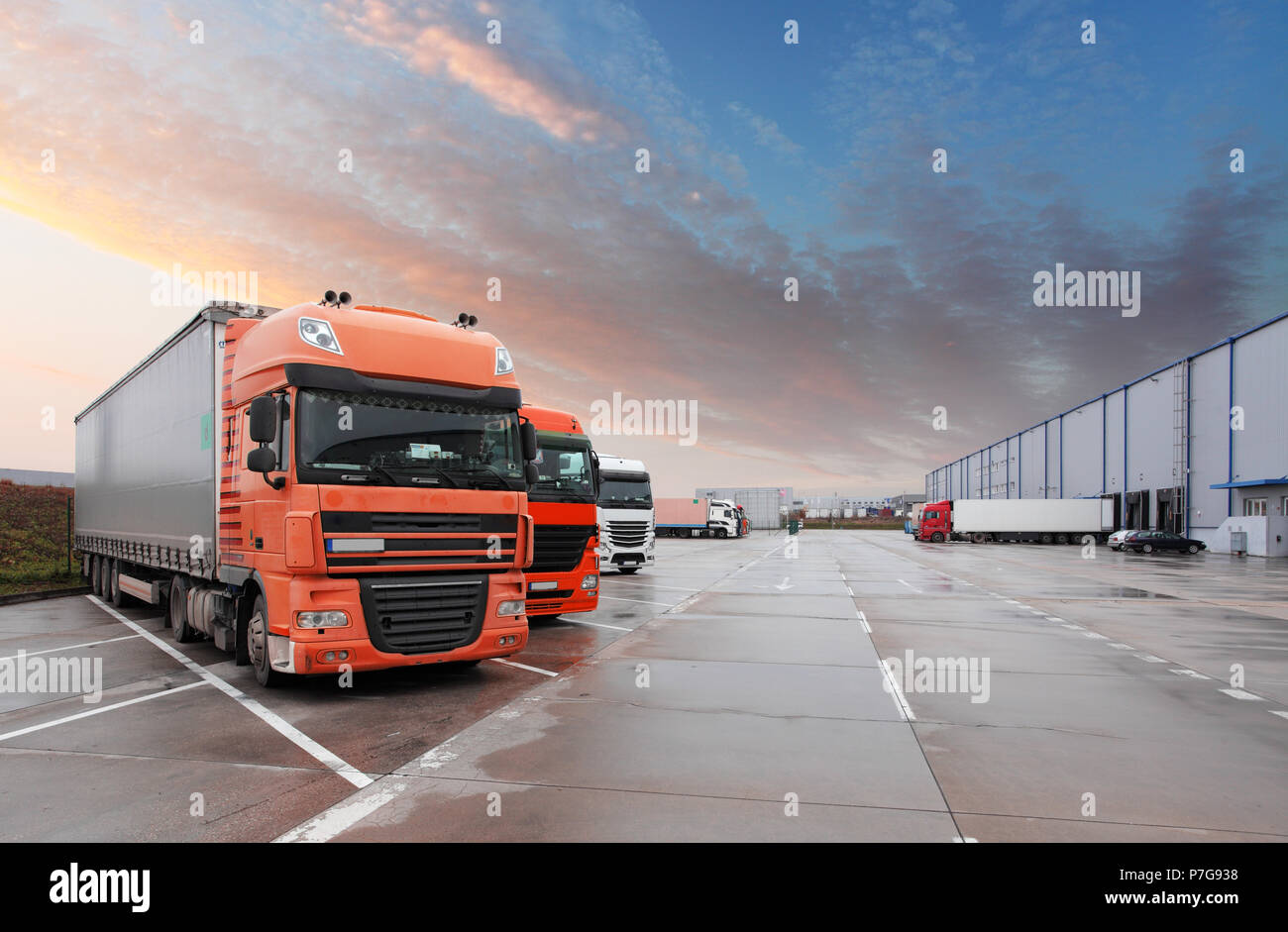 Truck in warehouse Cargo Transport Stock Photo Alamy