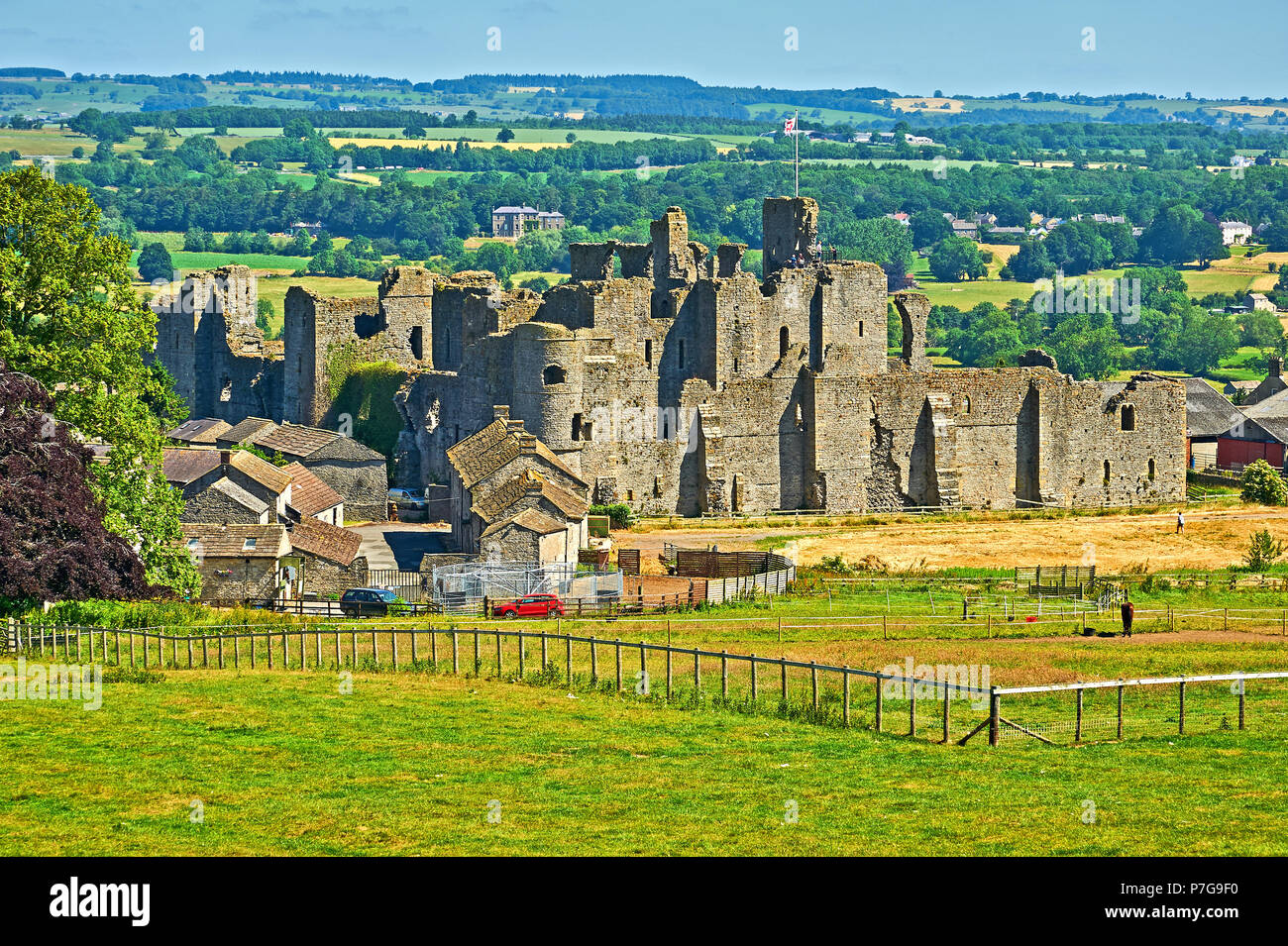 The ruins of Middleham Castle on the edge of the village in North Yorkshire Stock Photo