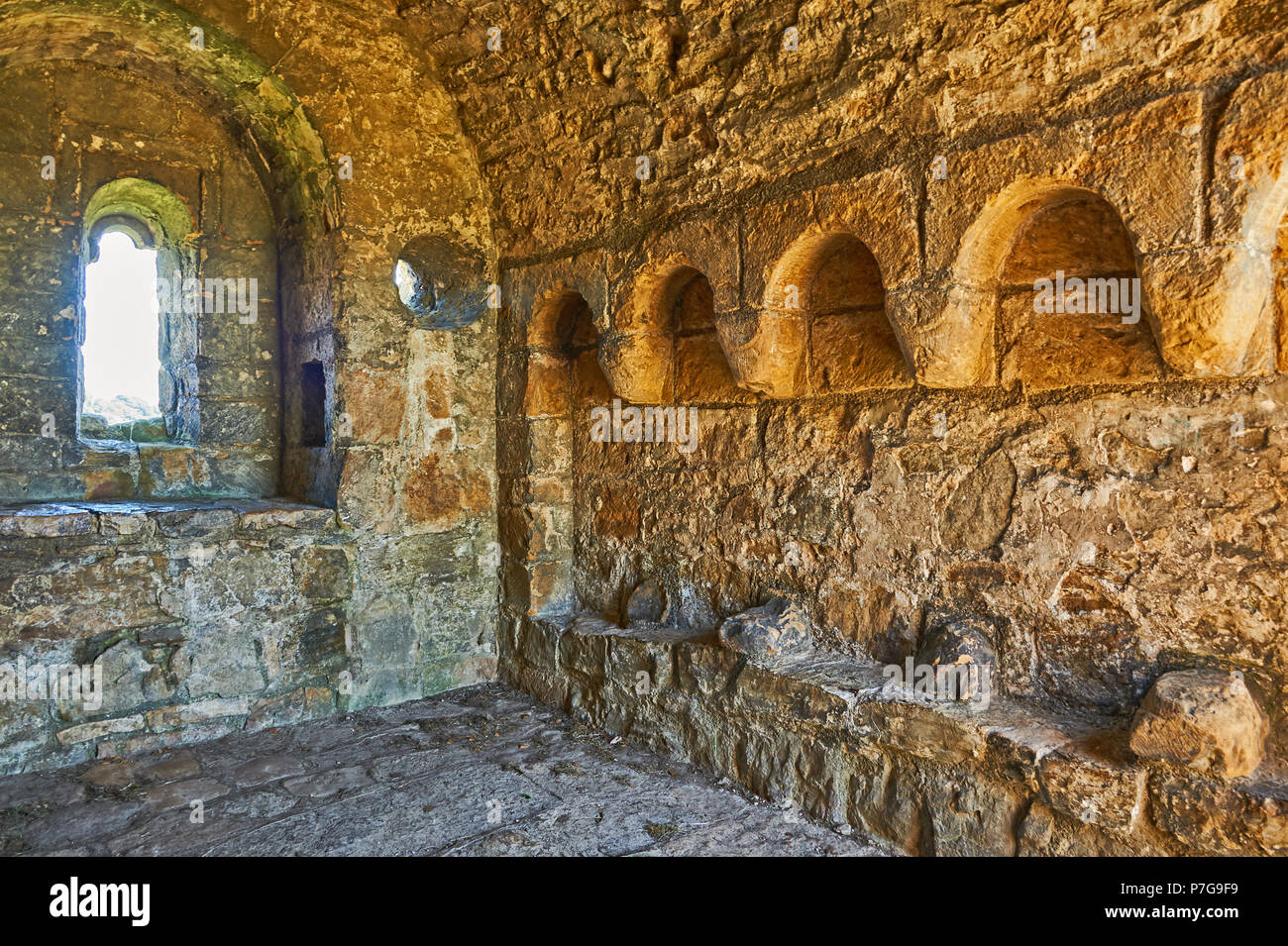 Stone chapel within the confines of Richmond Castle in North Yorkshire, England Stock Photo