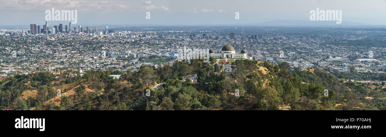Los Angeles, California Panorama from Hollywood Hills Stock Photo