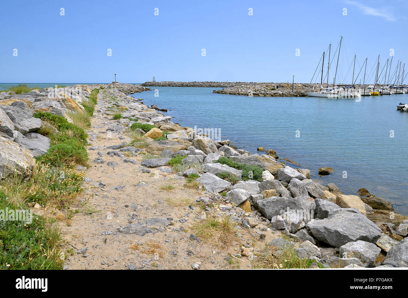 Port of Saint-Pierre-de-la-Mer depending on the commune of Fleury, in southern France in the Languedoc-Roussillon region Stock Photo