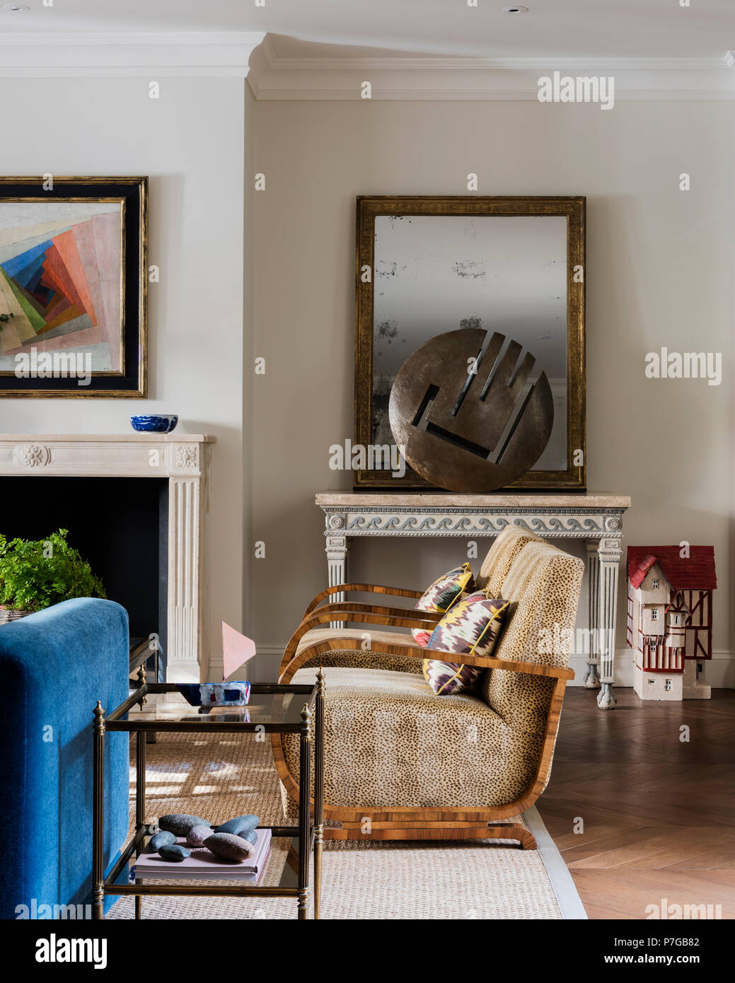 Modern armchairs in living room Stock Photo - Alamy