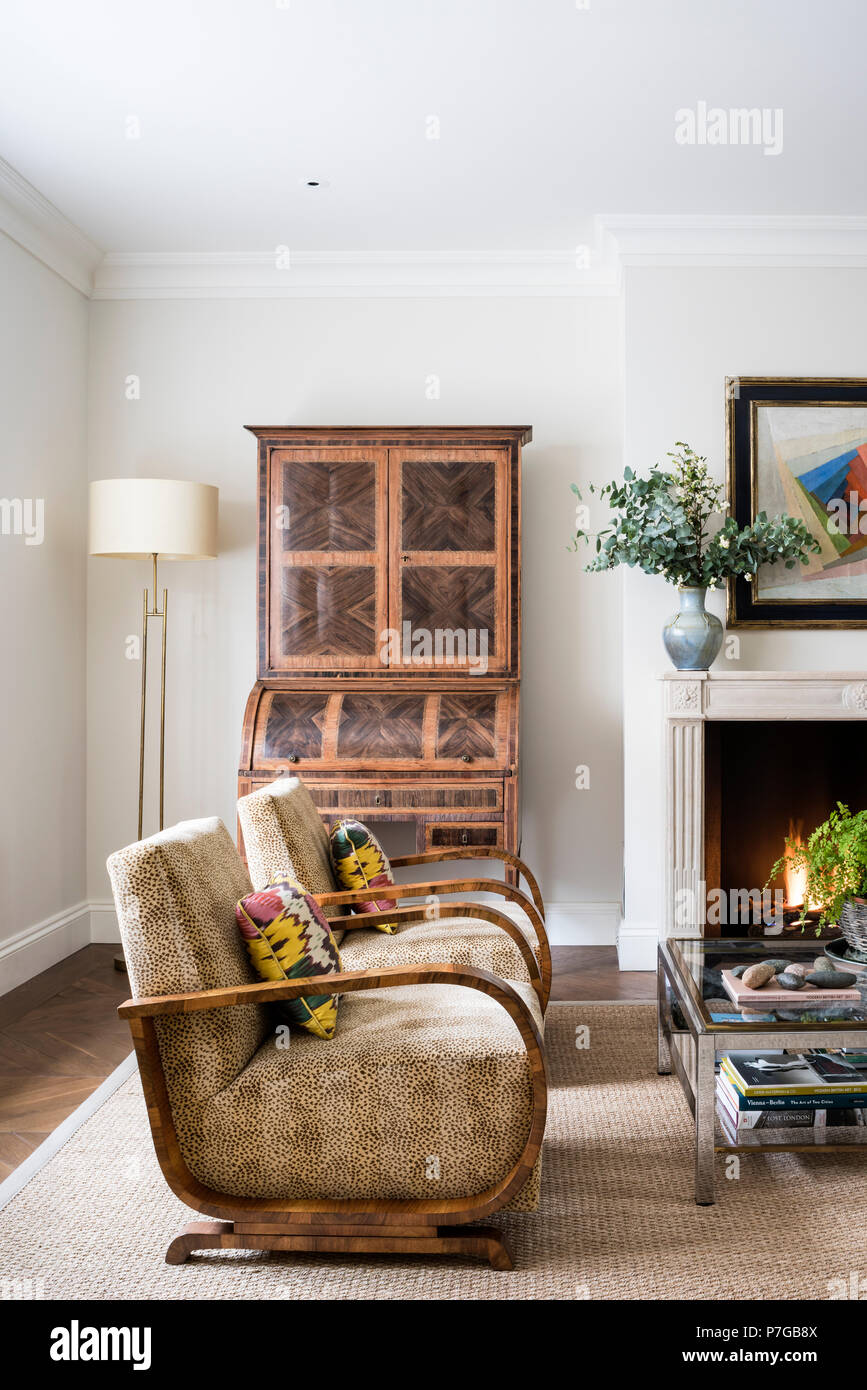 Modern armchairs in living room Stock Photo Alamy