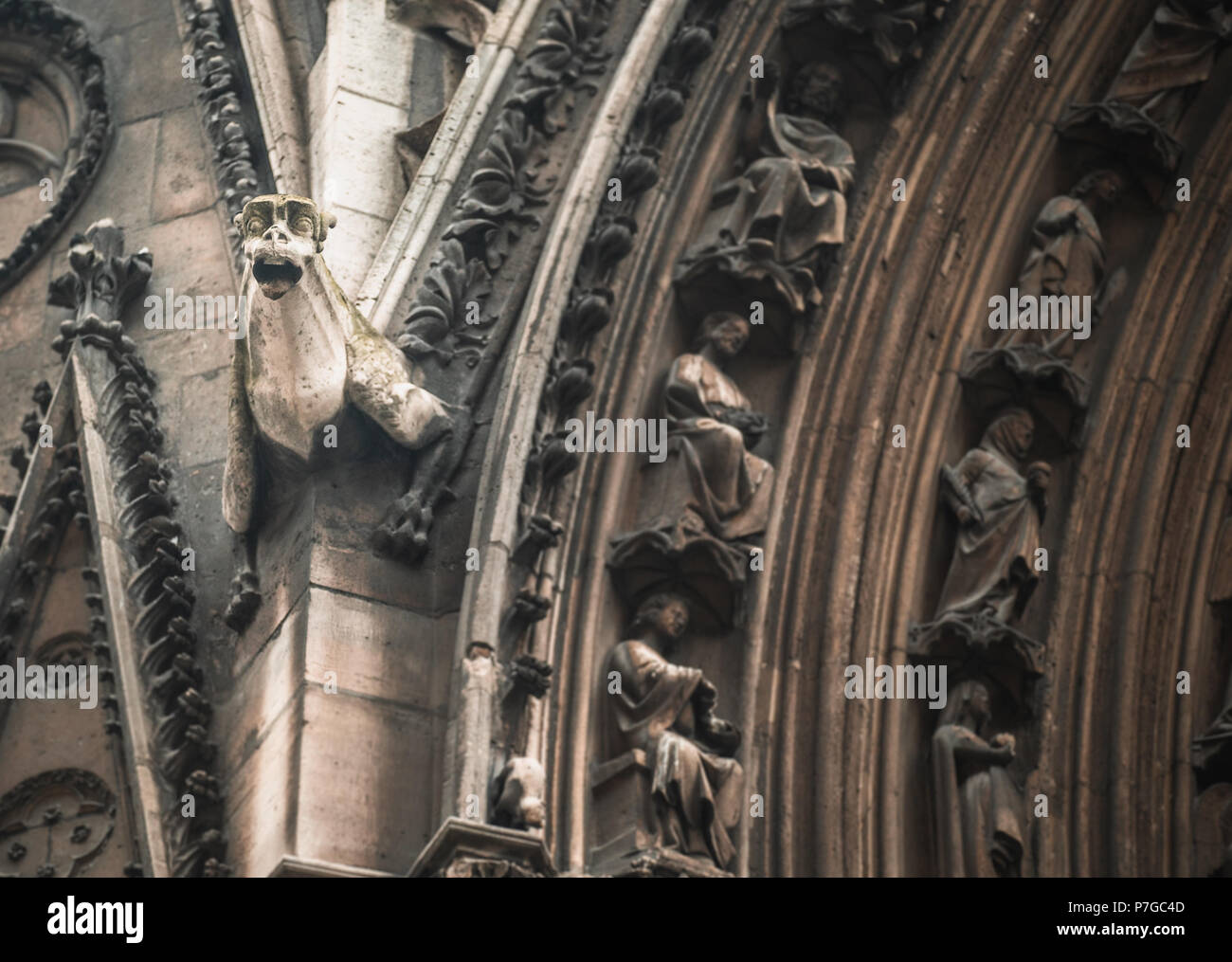 Gargoyles on Notre Dame Cathedral in Pairs, France. Stock Photo