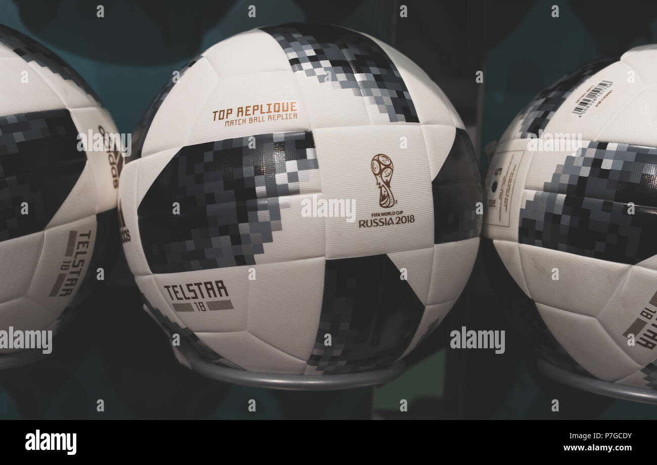 2 July 2018 Moscow, Russia The official ball for the FIFA World Cup 2018 Adidas  Telstar 18 Stock Photo - Alamy
