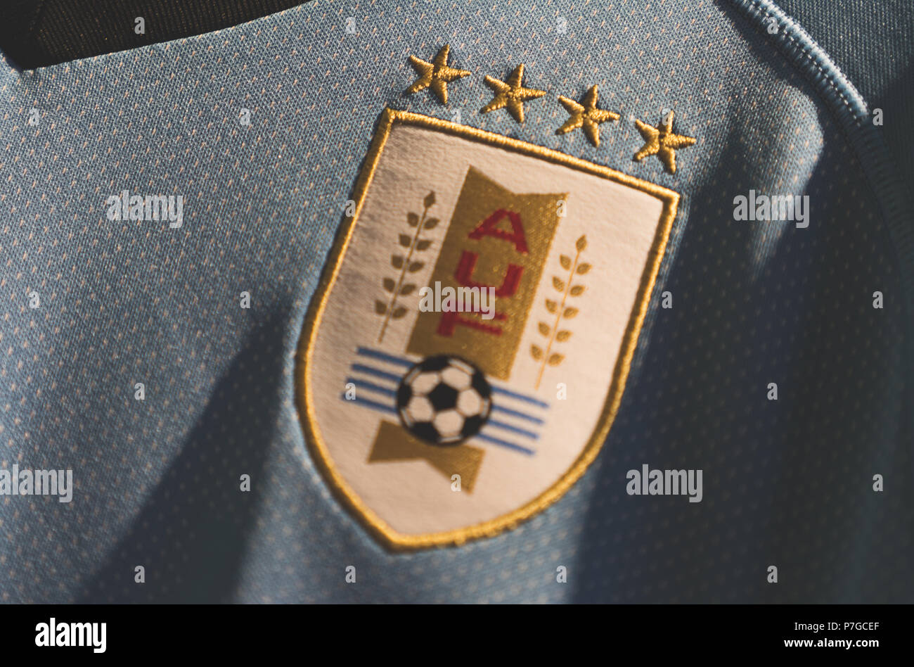 2 July 2018 Moscow, Russia The form of the Uruguayan national football team at the FIFA World Cup 2018 Stock Photo