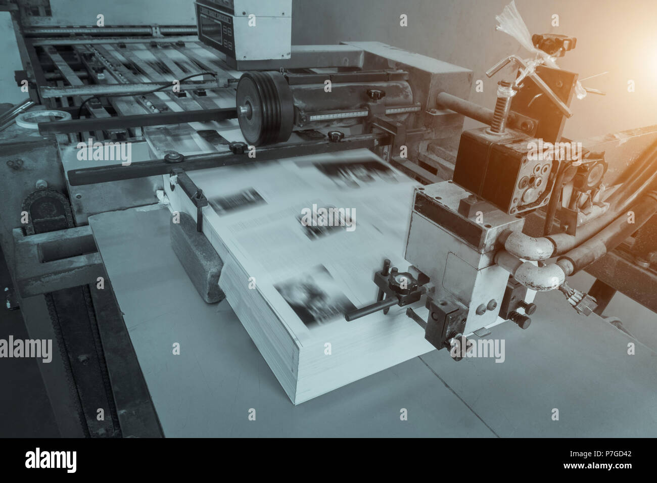 process in a modern printing house, offset printing. Stock Photo