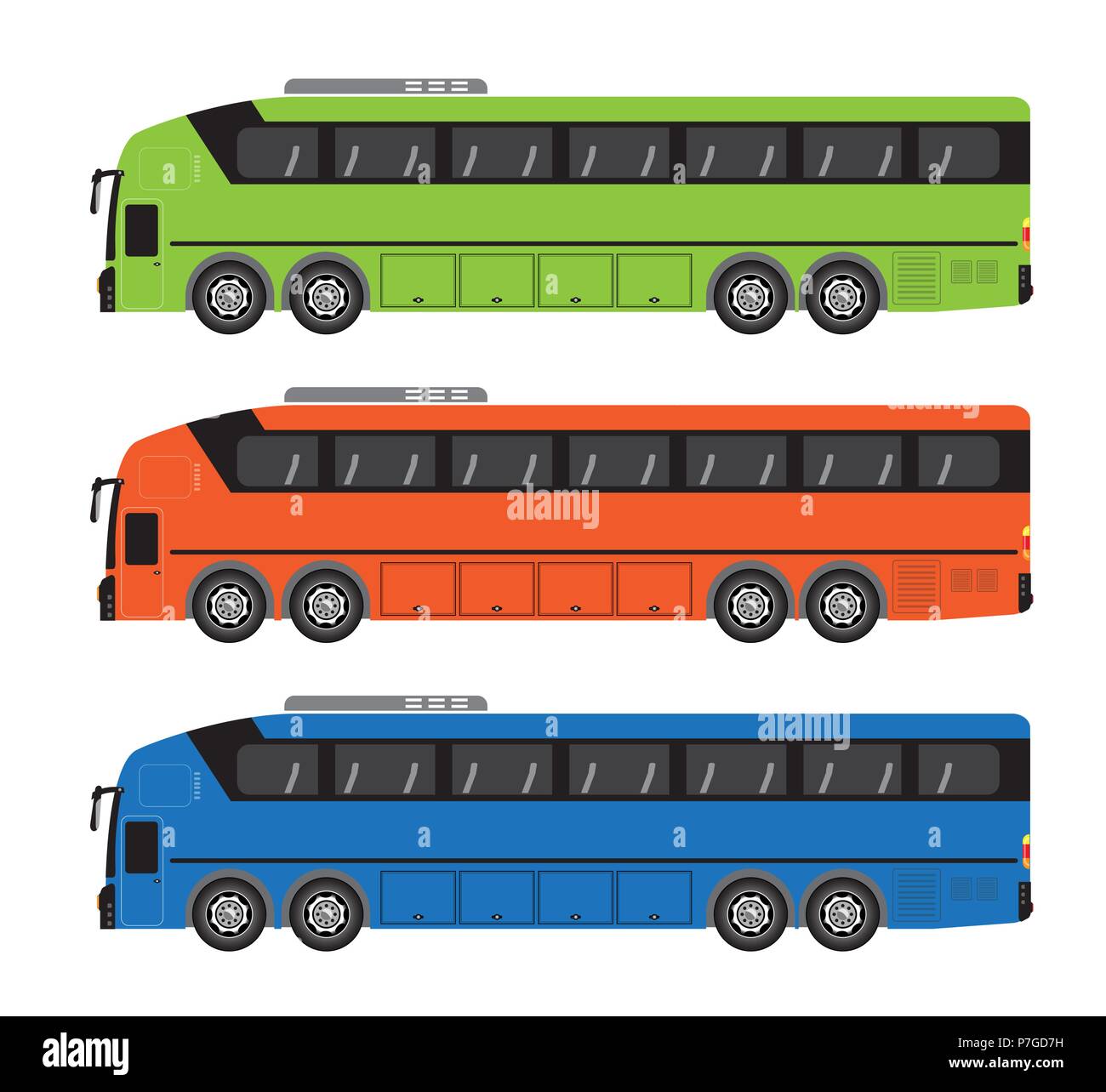 Quad axle coach or 10 Wheel Bus Vector and Illustration Stock Vector