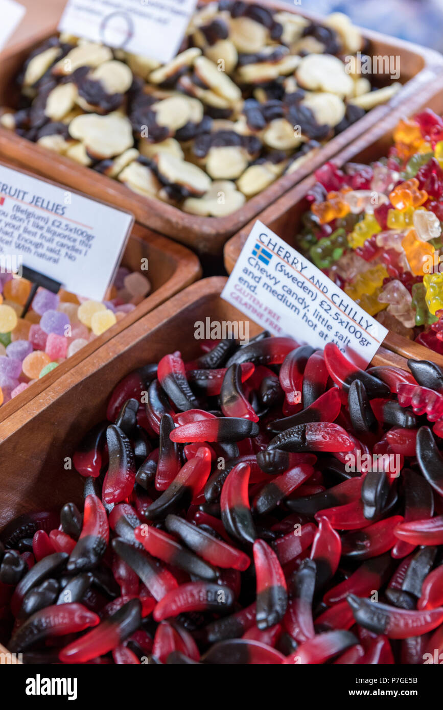 a selection of chews and sweets confectionery o display. Stock Photo