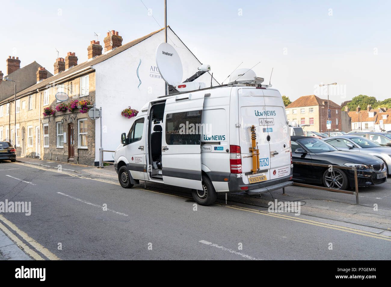 ITV News outside broadcast van in Salisbury UK Stock Photo