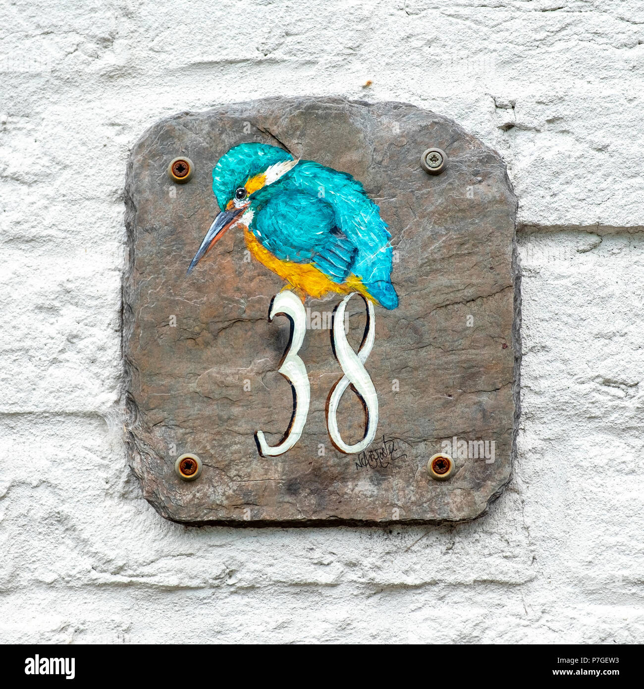 Hand painted house number Stock Photo Alamy