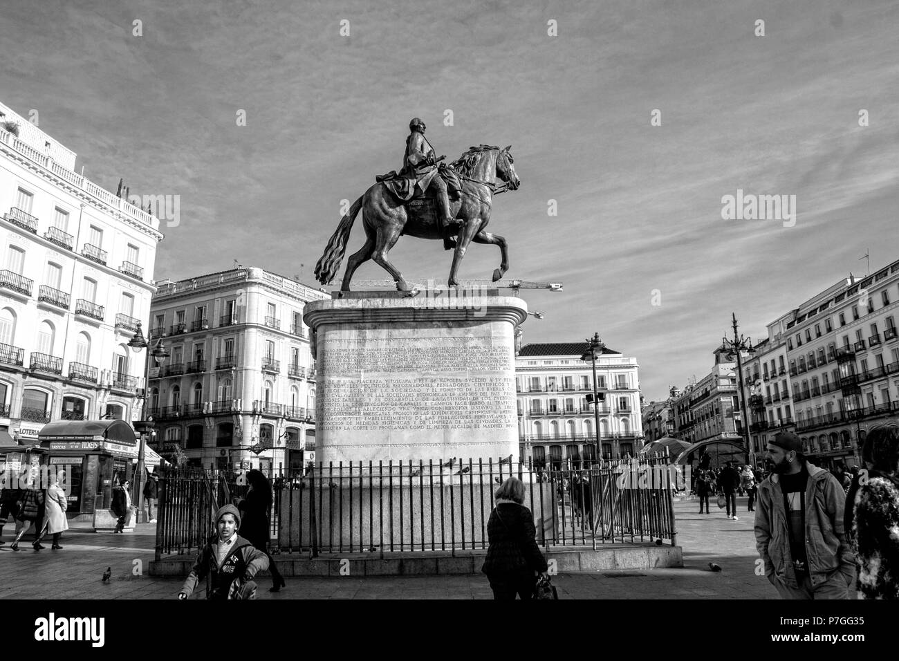 Puerta del Sol Plaza, Madrid, Spain. Stock Photo