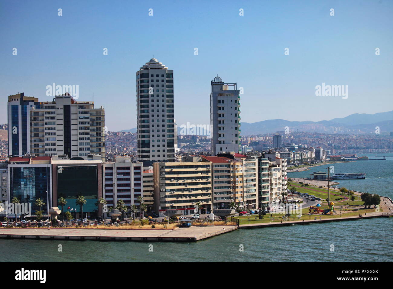 IZMIR, TURKEY - June 22, 2011:   Panoramic view of Izmir waterfront, Turkey Stock Photo