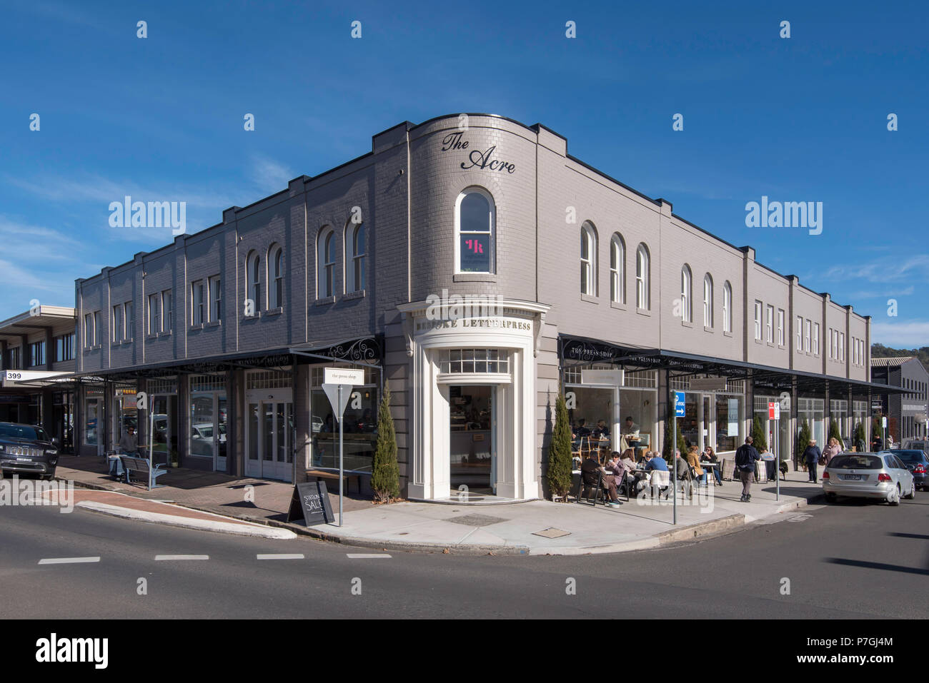 The Acre building on the corner of Bong Bong and Banyette Streets in Bowral NSW was renovated in 2016 and converted to multi use retail Stock Photo