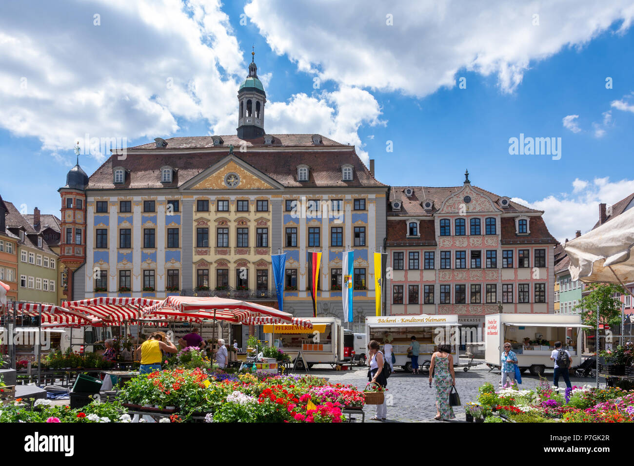 COBURG, GERMANY - JUNE 20: People the historic marketplace of Coburg, Germany on June 20, 2018. Stock Photo