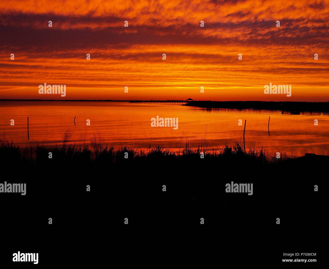 Outer Banks NC North Carolina sunrise sunset ocean sound Stock Photo