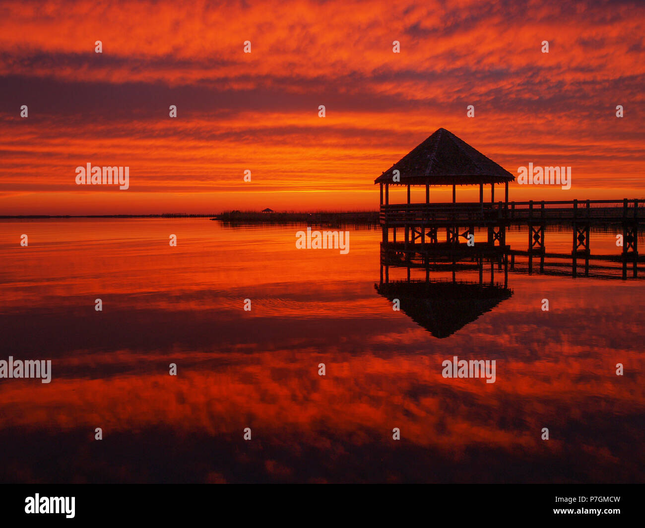 Outer Banks NC North Carolina sunrise sunset ocean sound Stock Photo