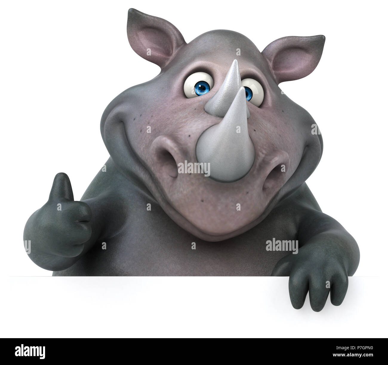 Fun rhinoceros 3D Illustration Stock Photo Alamy