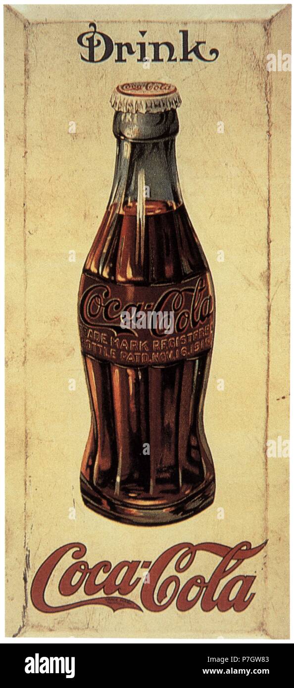Publicidad. Bebida refrescante Coca-Cola. Cartel de 1919. Facsímil de 1960. Stock Photo