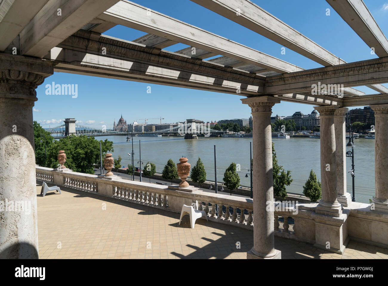 The view of the Danube river from the castle garden of Budapest, Hungary Stock Photo