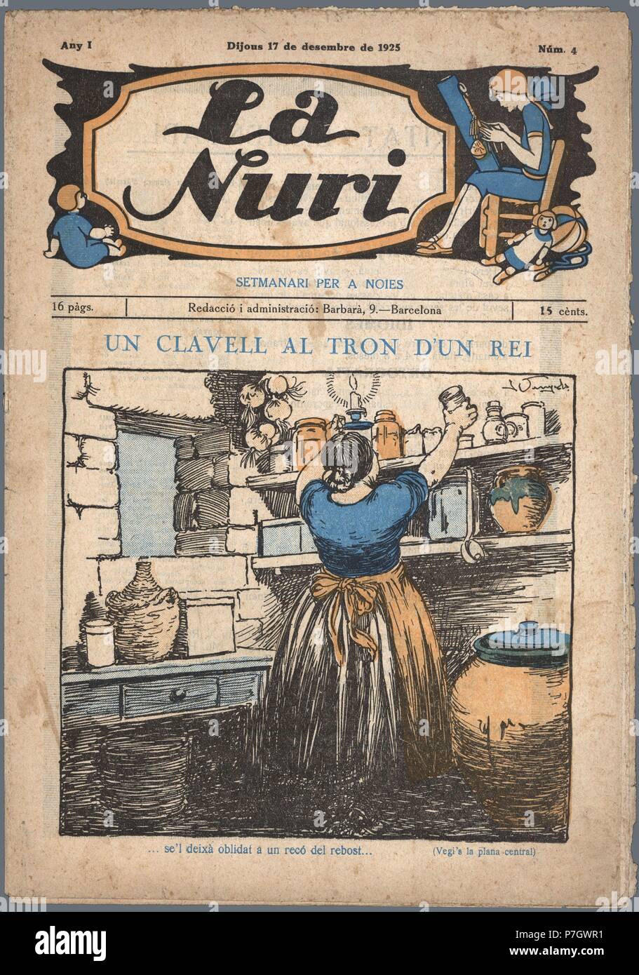 Semanario femenino ilustrado para jóvenes La Nuri, Barcelona, diciembre de 1925. Stock Photo