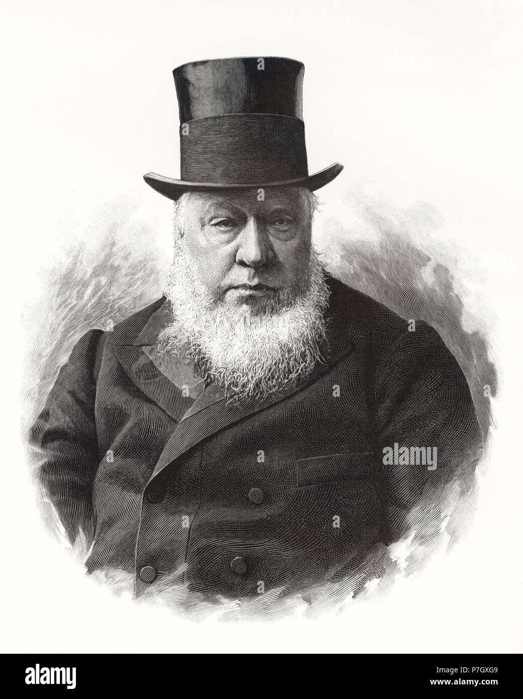 Kruger, Paul (1825-1904), líder de la resistencia boer y último presidente del Transvaal, en Sudáfrica. Grabado de 1902. Stock Photo