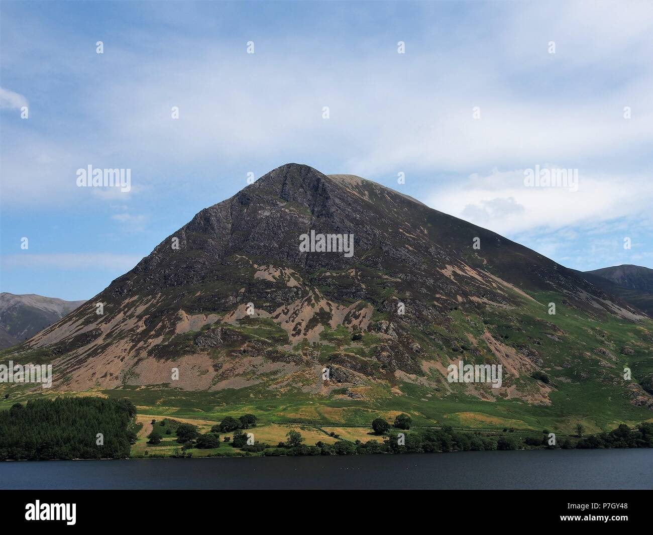 Grasmoor End and Summit from across Crummock Water, Lake District National Park, Cumbria, United Kingdom Stock Photo