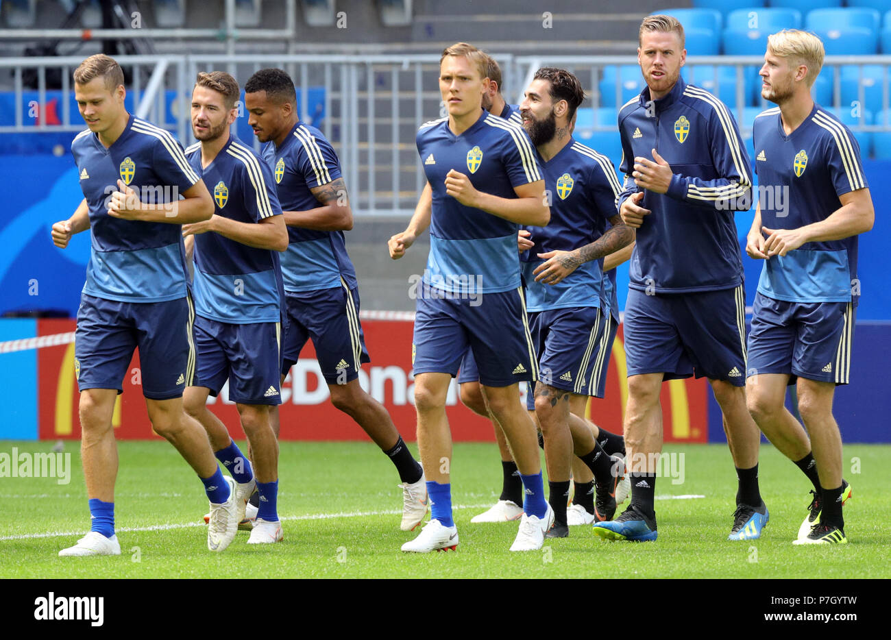 Samara Player Sweden players during a training session at the Samara Arena, Samara ...