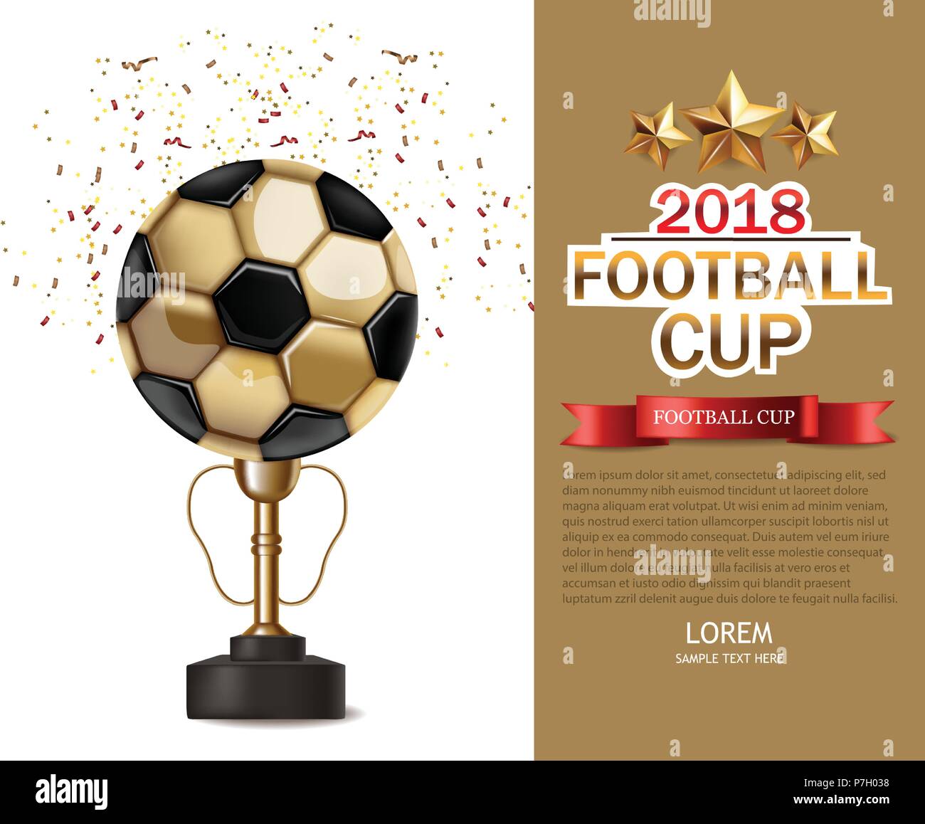 3d soccer trophy or realistic golden football cup Vector Image