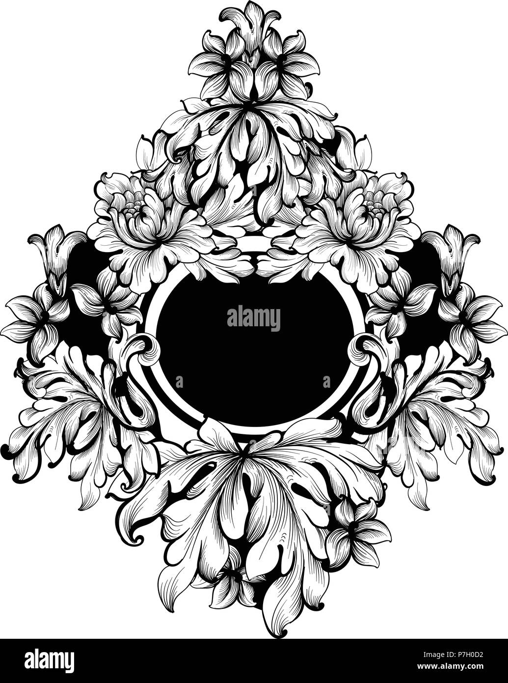 Round Frame Vector. Classic rich ornamented carved decors. Baroque  sophisticated design Stock Vector Image & Art - Alamy