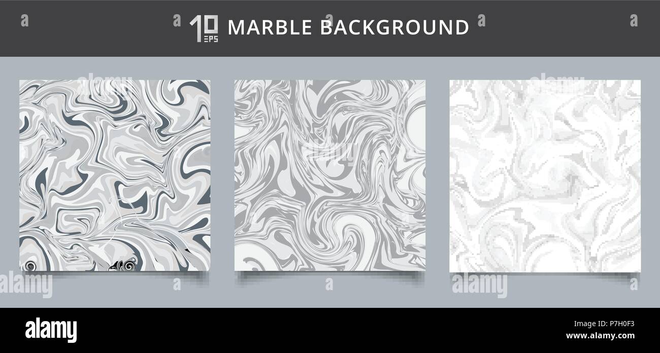 Template cover set gray and white marble background texture. Vector illustration Stock Vector