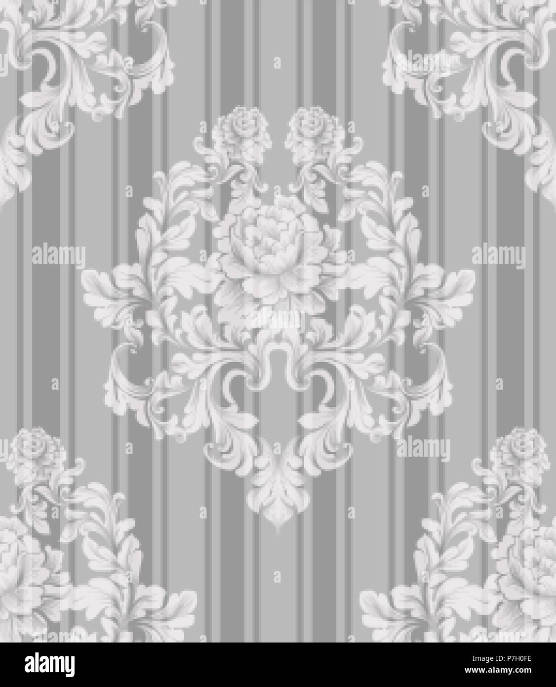 Vintage ornament pattern Vector. Baroque classic background. Royal victorian texture. Old painted style decor design Stock Vector